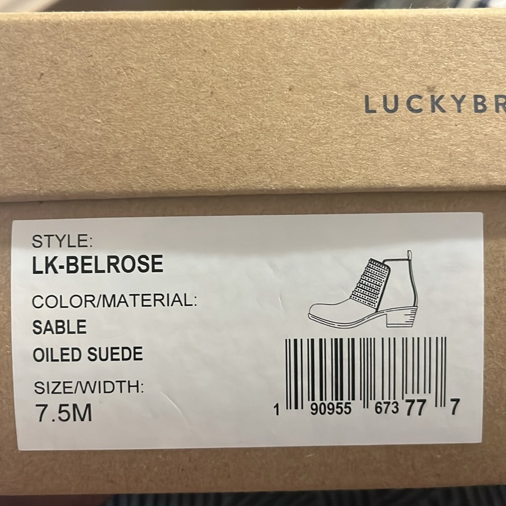 Lucky Brand Sable Oiled Suede Bootie SZ 71/2M Brand New - Picture 10 of 10